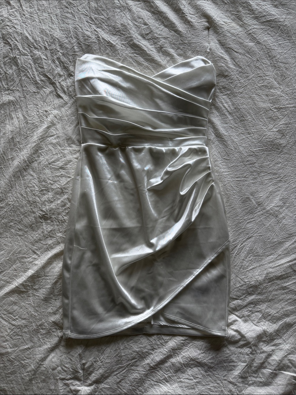 Windsor Strapless Satin Mini Dress in Ivory - Picture 4 of 5